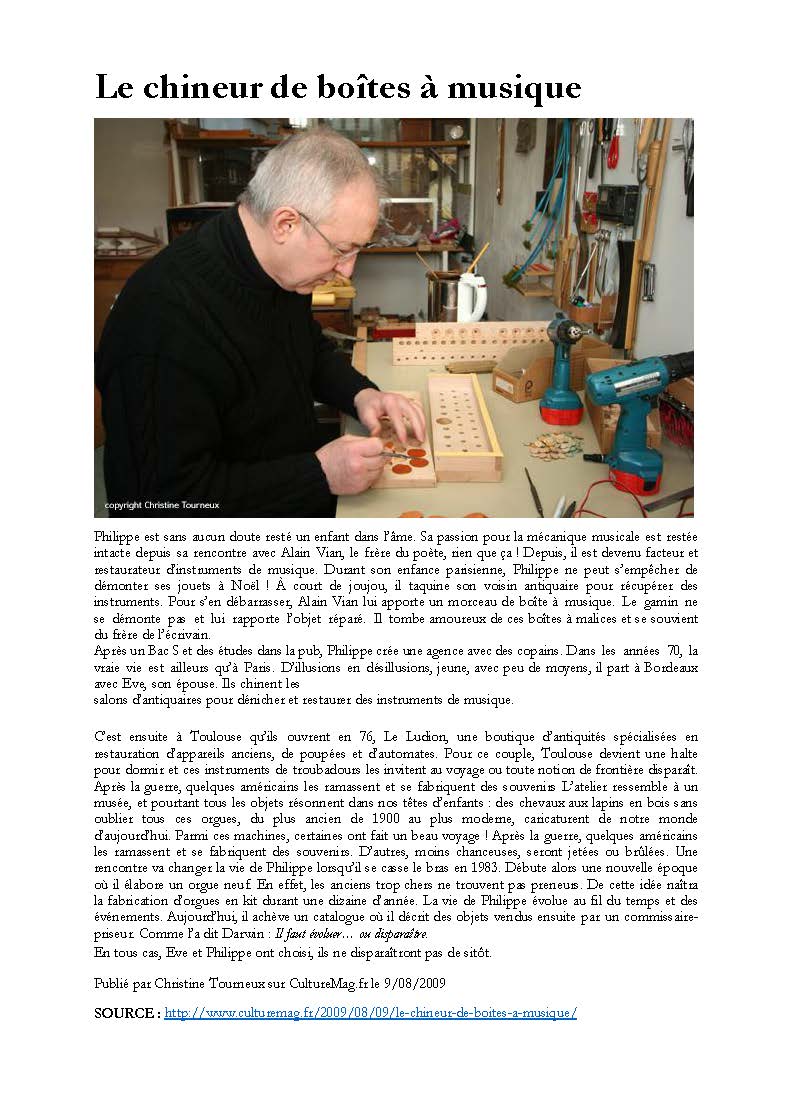 le chineur de boites a musique 2009